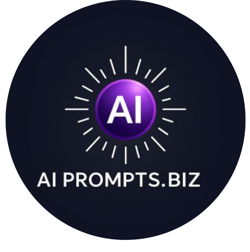 AI Prompts.biz logo with AI icon and rays – artificial intelligence branding AI Prompts, Logo, Branding, AI, Technology, Business, Professional, Icon